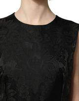 Dolce & Gabbana Black Floral Jacquard Sleeveless A-line Dress