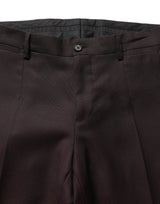 Dolce & Gabbana Brown Straight Leg Dress Silk Trousers Pants