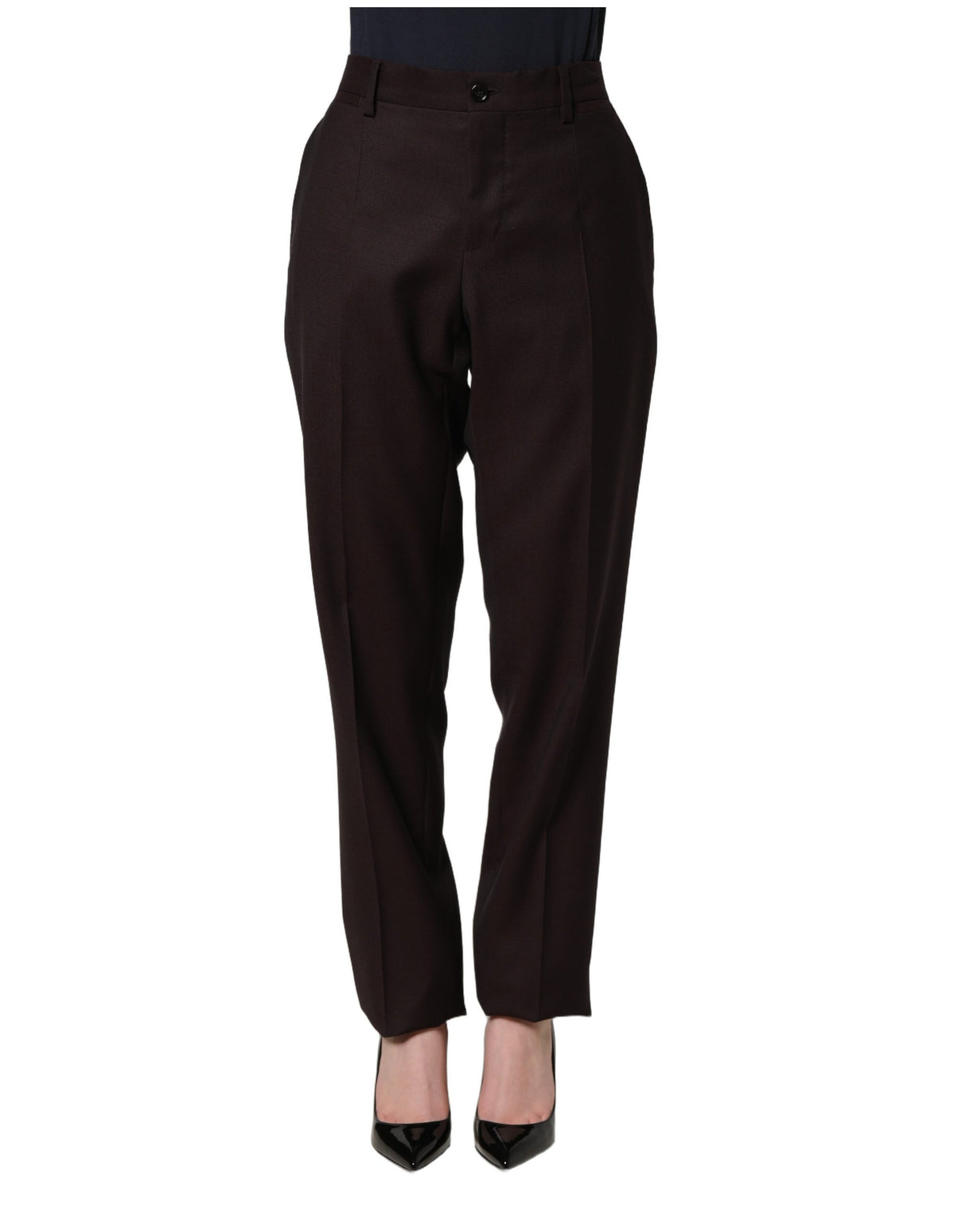 Dolce & Gabbana Brown Straight Leg Dress Silk Trousers Pants