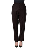 Dolce & Gabbana Brown Straight Leg Dress Silk Trousers Pants