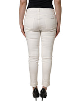 Dolce & Gabbana White Tattered Skinny Cotton Denim Jeans