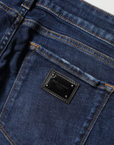 Dolce & Gabbana Blue Distressed Skinny Cotton Denim Jeans