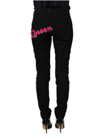 Dolce & Gabbana Black Queen Embroidery PRETTY Denim Jeans