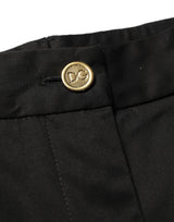 Dolce & Gabbana Black Tapered Leg Dress Cotton Trousers Pants