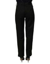 Dolce & Gabbana Black Tapered Leg Dress Cotton Trousers Pants