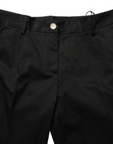 Dolce & Gabbana Black Tapered Leg Dress Cotton Trousers Pants