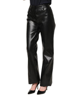 Dolce & Gabbana Black PU Leather High Waisted Trouser Pants