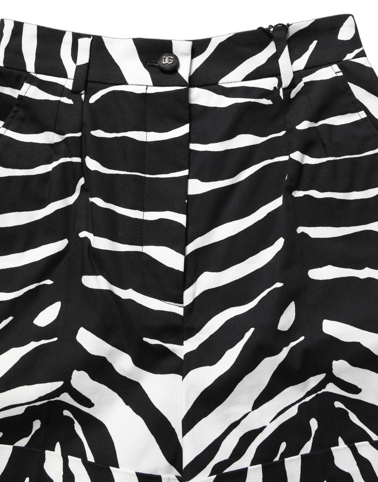 Dolce & Gabbana Black White Zebra Print Cotton High Waist Shorts