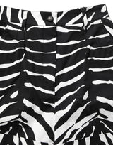 Dolce & Gabbana Black White Zebra Print Cotton High Waist Shorts