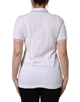 Dolce & Gabbana White Crown Cotton Short Sleeves Polo Top
