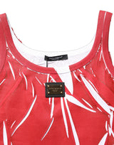 Dolce & Gabbana Red White Abstract Cotton Sleeveless Tank Top