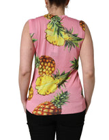 Dolce & Gabbana Pink Pineapple Roundneck Sleeveless Tank Top