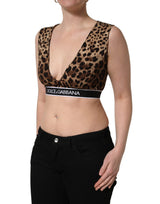 Dolce & Gabbana Brown Leopard Print Cropped Silk Tank Top