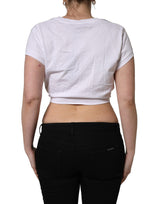 Dolce & Gabbana White Logo Embroidered TieWaist Cropped Top