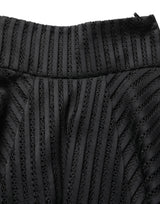 PINKO Cotton Striped Flared Silhouette Aline Midi Black
