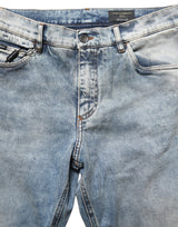 Dolce & Gabbana Blue Washed Mid Waist Straight Men Denim Jeans