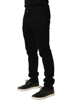 Dolce & Gabbana Black Heraldic Embroidered Skinny Denim Jeans