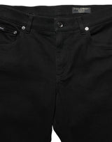 Dolce & Gabbana Black Heraldic Embroidered Skinny Denim Jeans