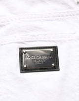 Dolce & Gabbana White Cotton Ripped Slim Fit Men Denim Jeans