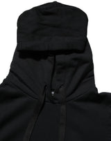 Dolce & Gabbana BlackWhite Appliqué Hooded Sweatshirt Sweater