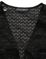 Dolce & Gabbana Black Nylon Fishnet Long Sleeve Cropped Top