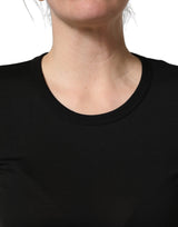 Dolce & Gabbana Black Cotton Round Neck Short Sleeve T-shirt