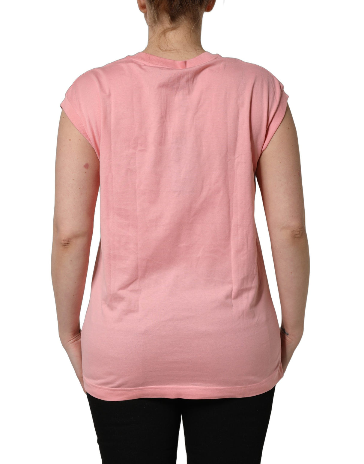Dolce & Gabbana Pink Cotton DG Logo Round Neck Tank T-shirt