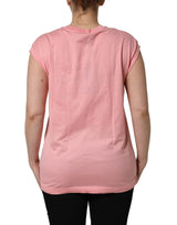 Dolce & Gabbana Pink Cotton DG Logo Round Neck Tank T-shirt