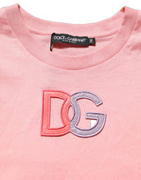 Dolce & Gabbana Pink Cotton DG Logo Round Neck Tank T-shirt