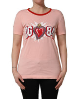 Dolce & Gabbana Pink Graphic Print Cotton Crew Neck T-shirt