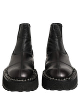 Dolce & Gabbana Black Leather Slip On Chelsea Boots Shoes