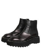 Dolce & Gabbana Black Leather Slip On Chelsea Boots Shoes