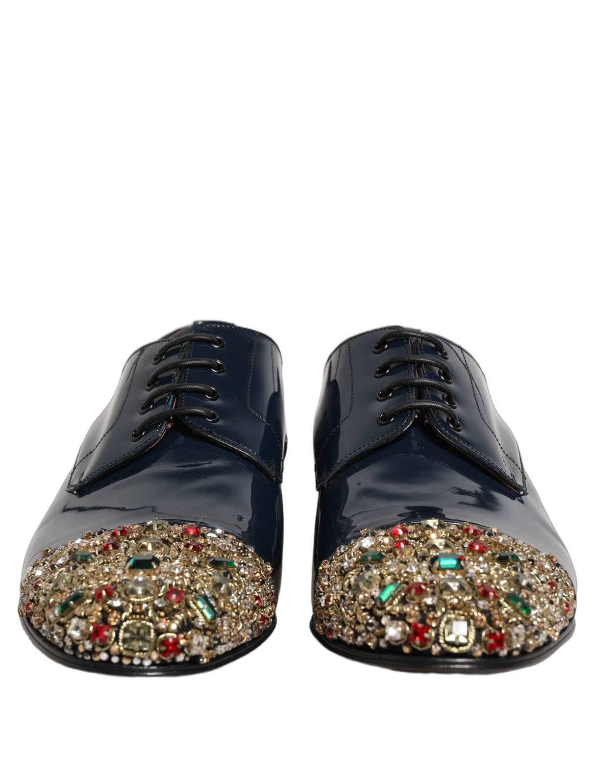 Dolce & Gabbana Blue Embellished Men Derby Dress Formal Shoes