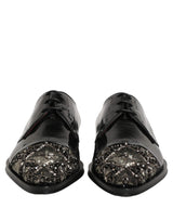 Dolce & Gabbana Black Embellished Men Derby Dress Formal Shoes