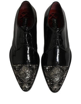 Dolce & Gabbana Black Embellished Men Derby Dress Formal Shoes