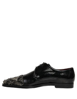 Dolce & Gabbana Black Embellished Men Derby Dress Formal Shoes