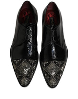 Dolce & Gabbana Black Embellished Derby Dress Formal Shoes
