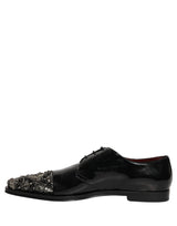 Dolce & Gabbana Black Embellished Derby Dress Formal Shoes