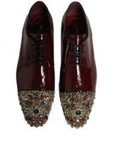 Dolce & Gabbana Maroon Embellished Derby Dress Formal Shoes