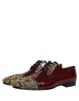 Dolce & Gabbana Maroon Embellished Derby Dress Formal Shoes