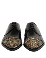 Dolce & Gabbana Black Embellished Derby Dress Formal Shoes