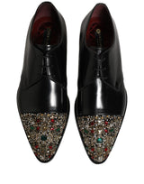 Dolce & Gabbana Black Embellished Derby Dress Formal Shoes