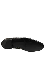 Dolce & Gabbana Black Silver Embellished Slip On Loafers Shoes