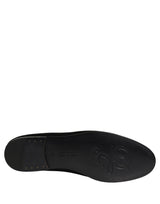 Dolce & Gabbana Black Satin Logo Slip On Flats Loafers Shoes