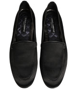 Dolce & Gabbana Black Satin Logo Slip On Flats Loafers Shoes