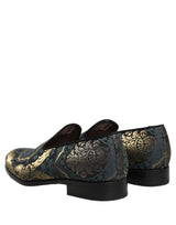 Dolce & Gabbana Black Floral Brocade Slip On Loafers Shoes