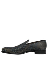 Dolce & Gabbana Black Floral Brocade Slip On Loafers Shoes