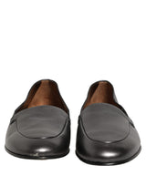 Dolce & Gabbana Silver Leather DG Logo Slip On Loafers Shoes