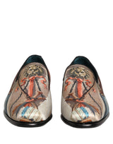 Dolce & Gabbana Multicolor Lion Print Slip On Loafers Shoes