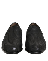 Dolce & Gabbana Black Brocade Men Slip On Dress Loafers Shoes